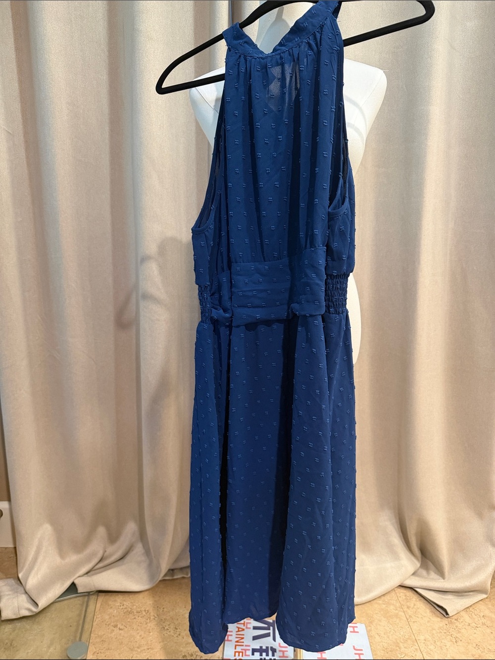 SHEIN Navy Blue Halter Midi Dress